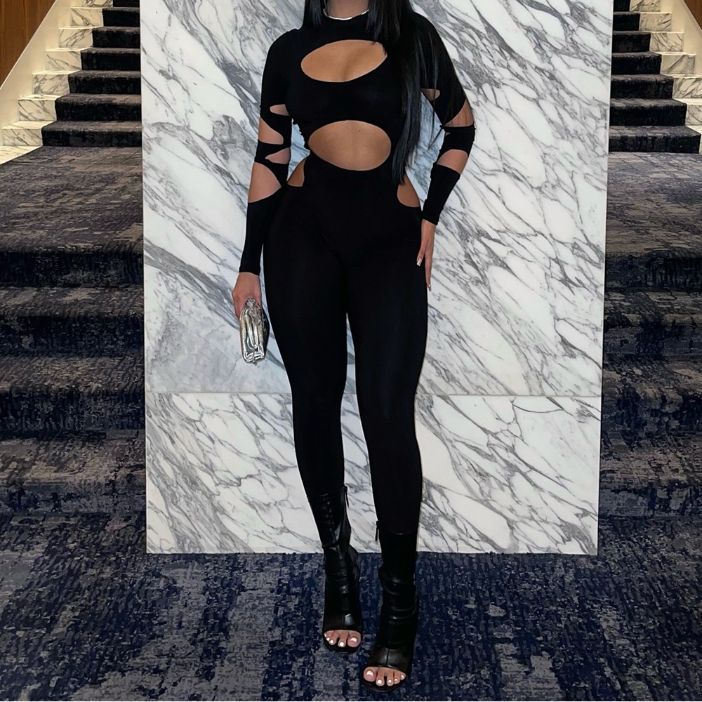 Norma Kamali Cut Out Aztec Jumpsuit